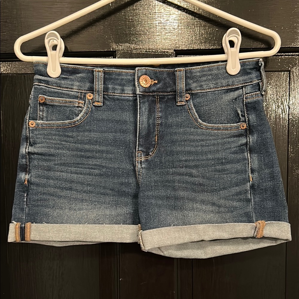 American Eagle The Dream Short Midi Denim Shorts Stretch Womens Size 4